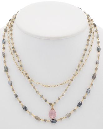 Rachel Reinhardt Jewelry 14K Over Silver Chalcedony & Moonstone Wrap Necklace