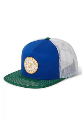 Brixton Oath Logo Patch Snapback Trucker Hat in Off White/Primal Green/Sand at Nordstrom