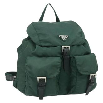 Prada Pre-owned Backpacks, female, Green, Size: ONE SIZE Pre-owned Vintage Nylon Backpack