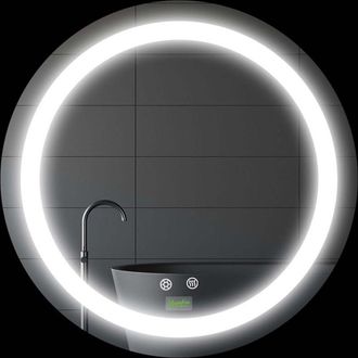 Kleankin Espejo De Ba&ntilde;o Con Luz Led &Oslash;50x4,6 Cm Espejo Redondo De Pared Interruptor T&aacute;ctil 3 Luces Ajustable Funci&oacute;n Memoria Antivaho Marco De Aluminio - Kleank