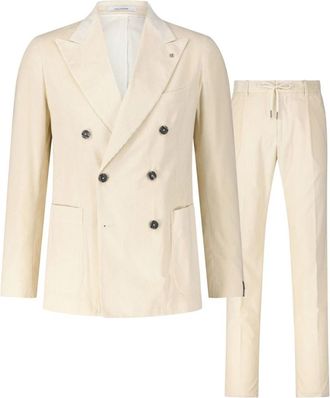Tagliatore Tweedelig ribfluwelen pak - Heren - Business pakken - Beige - XL - Tweed - Kostuums