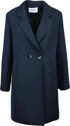 La Kore Midnight Blue Double-Breasted Wool-Blend Coat