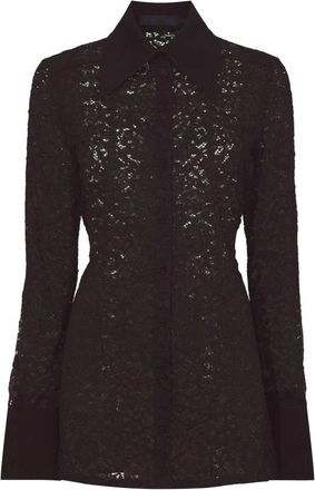 Proenza Schouler Floral Lace Shirt - Dames - Overhemden - Zwart - XS - Nylon - Overhemden