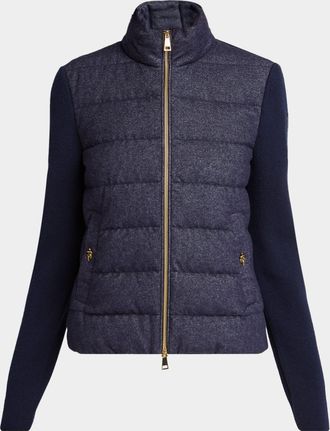 Moncler Wool & Cashmere Padded Zip-Up Cardigan