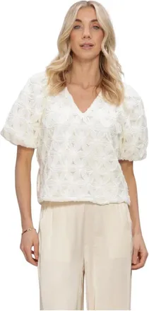 Freebird by Steven Overhemden, Dames, Beige, L, Polyester, Wv-3D-Voile-Flower-26-1 Top