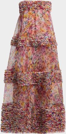 Zimmermann Luna Ruffle Bandeau Gown