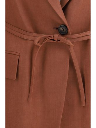 Brunello Cucinelli Womens Blazer Monili-Embellishment Fire Brick Viscose Jacket