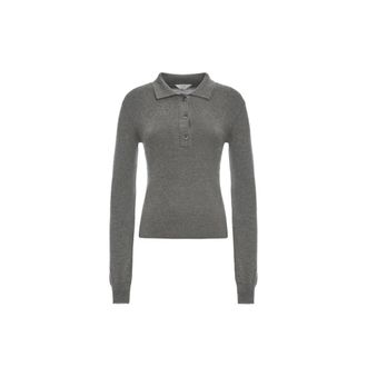 Malo Ribbed Polo - female - Malo - Cashmere Knitwear - Gray - XS - Knitwear