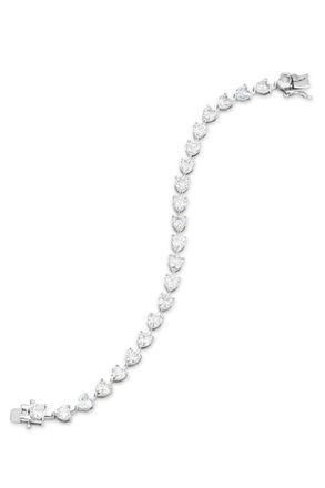 Savvy Cie Jewels GOLD PLATED OVER STERLING SILVER.925 PRONG SET HEART TENNIS BRACELET