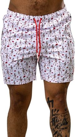 Maceoo Swim Marthyr Print Swim Trunks in White at Nordstrom, Size 4