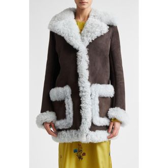 Marni Oversize Genuine Shearling Jacket in 00M75Cacao at Nordstrom, Size 6 Us