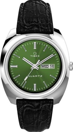 Timex Q 1978 Leather Strap Watch, 37.5mm in Black at Nordstrom