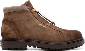 Santoni Lace-up Boots, male, Brown, 6 UK, Brown Suede Ankle Boots