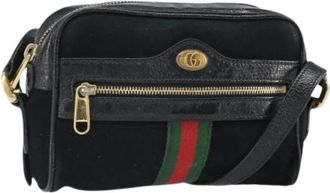 Gucci Pre-owned Cross Body Bags, female, Black, Size: ONE SIZE Pre-owned Vintage Suede Cross Body Bag