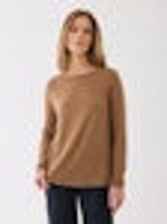 Majestic Filatures Soft Touch Long Sleeve Crewneck With Back Pleat in Camel at Nordstrom, Size 1