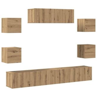 vidaXL Vidaxl - Mueble Para Tv De Pared Madera Contrachapada Artesanal 7 Piezas