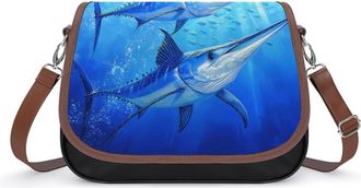 Generic Blue Marlin Crossbody Bags for Women Shoulder Messenger Bag Purse Handbags