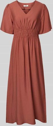 b.young B.Young Maxikleid aus Viskose-Mix mit V-Ausschnitt Modell Iggy in Rostrot, Gr&ouml;&szlig;e 40
