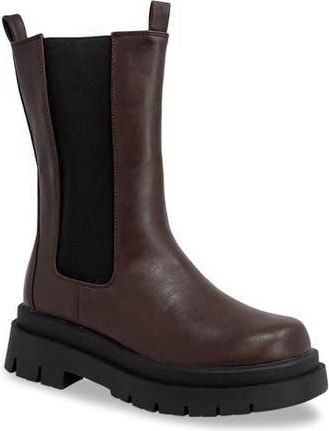 Chase + Chloe by Intouch Footwear Chase & Chloe Tall Lug Sole Chelsea Boot in Brown Pu at Nordstrom Rack, Size 5.5