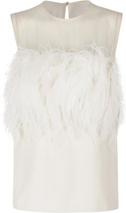 Alberta Ferretti Top con bordi in piume - - Tops - Donna - Bianco - S