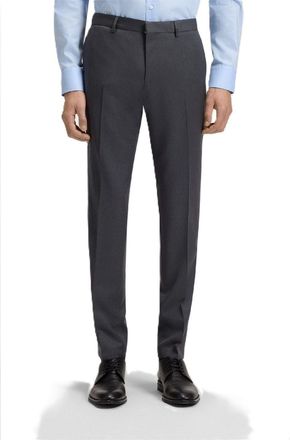 HUGO BOSS Mens Wenten Solid Patterned Straight Leg Trousers in Dark Grey - Size 40 (Waist)