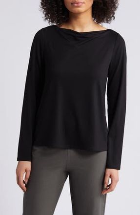 Eileen Fisher Long Sleeve Cowl Neck Top in Black at Nordstrom Rack, Size Xx-Small