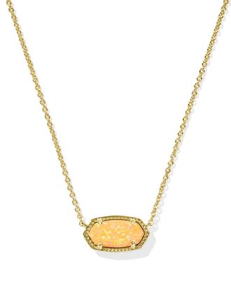 Kendra Scott Womens Elisa Short Pendant Necklace In Citrus Lab Grown Opal