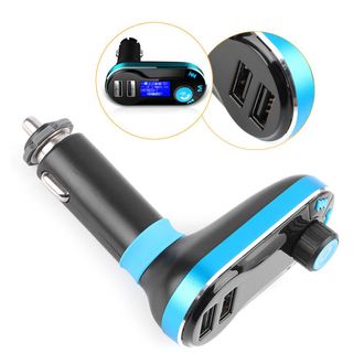 OEM Reproductor Mp3 Bluetooth Azul Con Transmisor Fm Y Kit Manos Libres Para Coche. Cargador Incluido