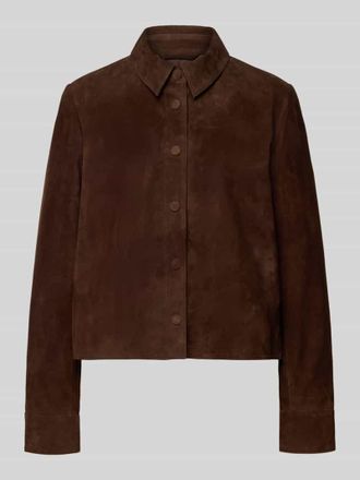Jake*s Lederjacke mit Knopfleiste in Dunkelbraun, Gr&ouml;&szlig;e 32