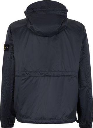 Stone Island Mens Light Jacket Hooded Blue Polyamide Raincoats Coat