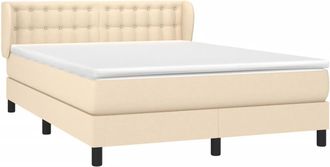 vidaXL Cama Box Spring Con Colch&oacute;n Tela Color Crema 140x190 Cm Vidaxl