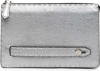 Fendi 2000-2010 Metallic Leather Selleria clutch bag - Silver