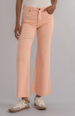 Kut from the Kloth Meg Fab Ab Raw Hem High Waist Wide Leg Jeans in Sherbet at Nordstrom, Size 12
