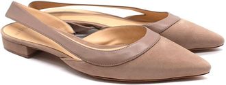 Alexandre Birman Taupe Suede Slingback Flats Size 37.5