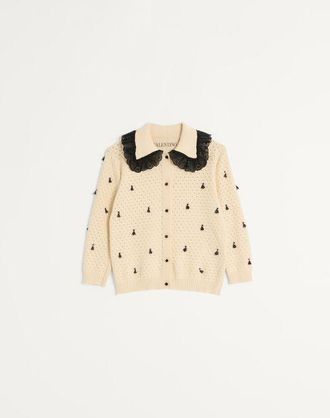 Valentino Embroidered Cotton Cardigan Wo