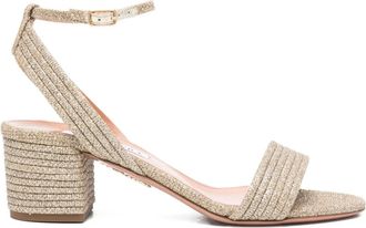Aquazzura 55 mm Sundance sandalen met blokhak en glitters - Goud