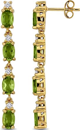 Mimi & Max 4 1/3ct TGW Peridot and White Topaz Drop Earrings in Yellow Plated Sterling Silver