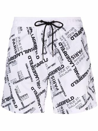 Karl Lagerfeld logo-print swim shorts - men - Polyester/Polyamide/Spandex/Elastane - S - White