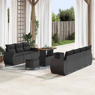 vidaXL Vidaxl - Set Divano Da Giardino 10 Pcs Nero Polyrattan