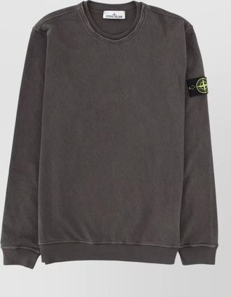 Stone Island logo patch sweatshirt ribbed cuffs hem