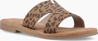 Hush Puppies Womens Hush Puppies Azalea Mule Leather Womens Leopard Sandals - Brown - Size: 7