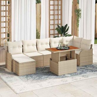 vidaXL Conjunto De Sof&aacute; De Jard&iacute;n Con Coj&iacute;n 8 Pcs Beige Y Crema Vidaxl