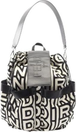 Fendi Pre-owned Backpacks, male, White, Size: ONE SIZE Pre-owned Nylon Leather 2way Backpack