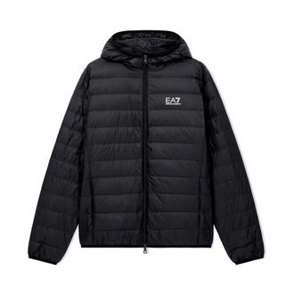 Emporio Armani Light Jackets, male, Black, 2XL, Black Winter Coat Stylish Design