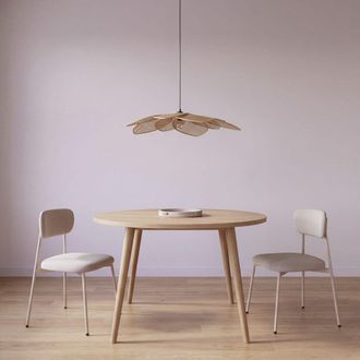 Maisons du monde L&aacute;mpara de techo con forma de flor de rat&aacute;n trenzado