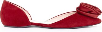 Roger Vivier Red Suede Rosette Flats