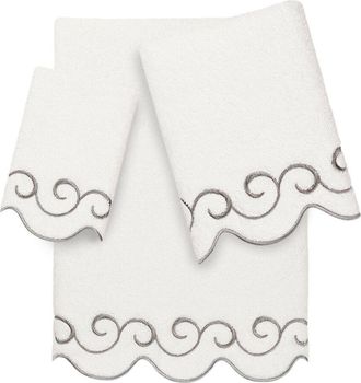 Linum Home Textiles 100% Turkish Cotton Simplicity Scallop 3Pc Embellished Towel Set