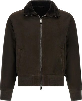 Giorgio Brato Jassen, Heren, Bruin, M, Leer, Suede Bomberjack