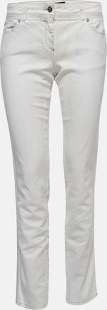 Roberto Cavalli White Patterned Denim Stitch Detailed Jeans M Waist