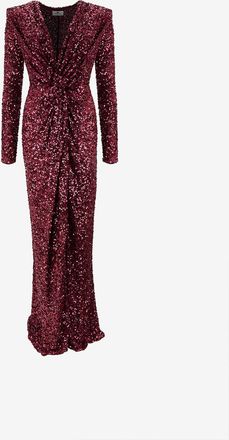 Elisabetta Franchi Langes Drapiertes V-Ausschnitt Kleid aus Jersey